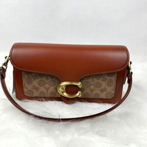 Coach Tabby Shoulder Bag 26 Signature Canvas In Leather/Brass/Tan Caramel CI032